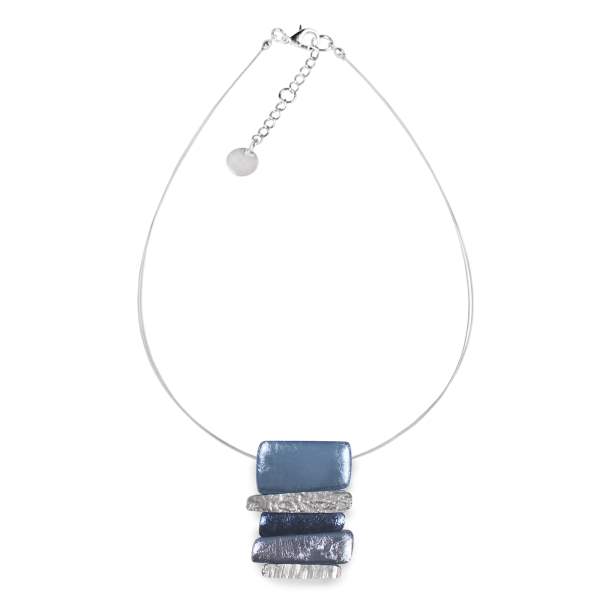 Navy Textured Stack Pendant on Wire | The Jewellery Stop