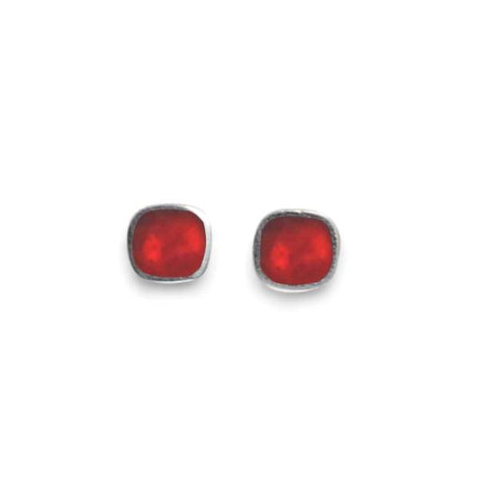 Red Textured Stack Stud Earrings | The Jewellery Stop