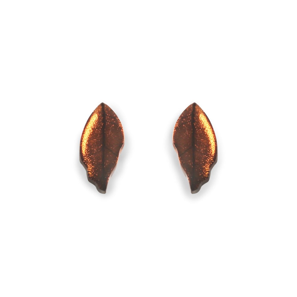 Apricot Skeletal Leaf Combi Stud Earrings | The Jewellery Stop