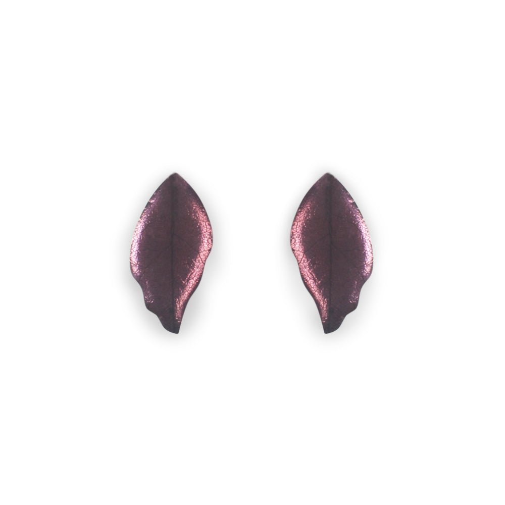 Blackberry Skeletal Leaf Combi Stud Earrings | The Jewellery Stop