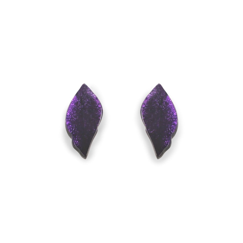 Peacock Skeletal Leaf Combi Stud Earrings | The Jewellery Stop