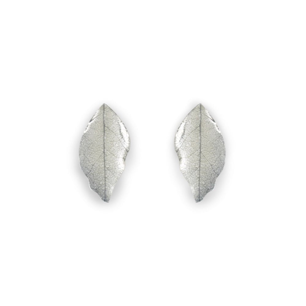 Silhouette Skeletal Leaf Combi Stud Earrings | The Jewellery Stop