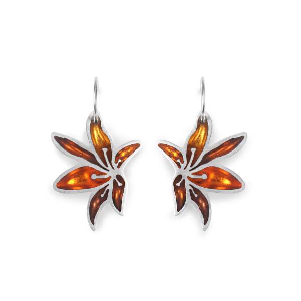 Paprika Orchid Flower Creole Earrings | The Jewellery Stop