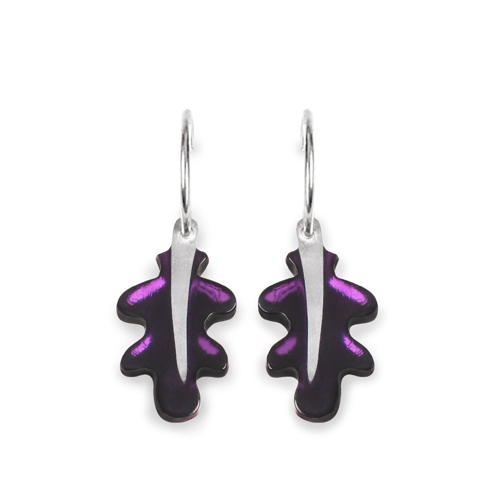 Aubergine Assorted Leaf Oak Creole Earrings | The Jewellery Stop