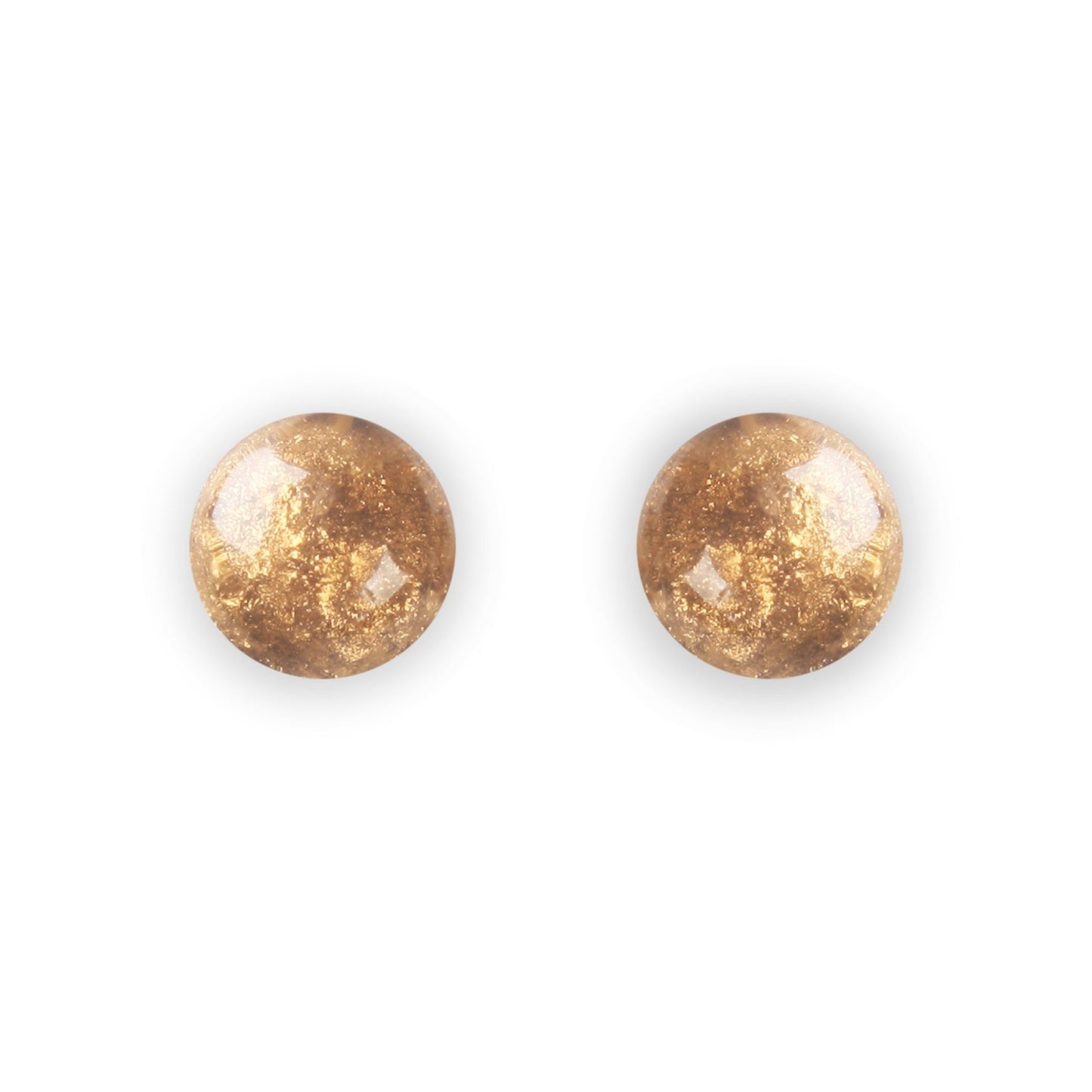 Gold Cabouchon Combi Medium Stud Earrings | The Jewellery Stop