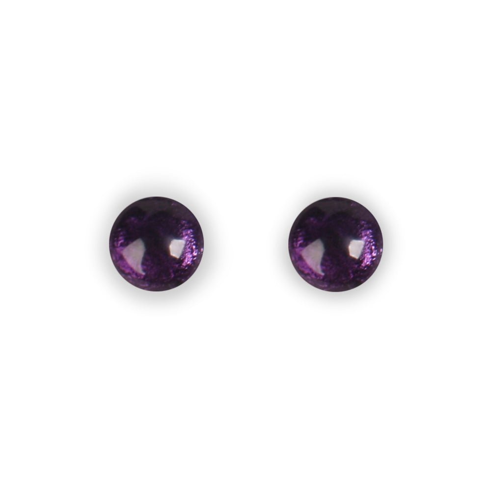 Aubergine Cabouchon Combi Small Stud Earrings | The Jewellery Stop