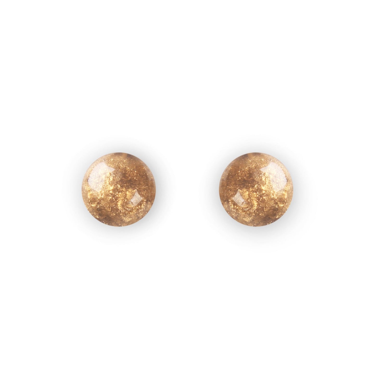 Gold Cabouchon Combi Small Stud Earrings | The Jewellery Stop
