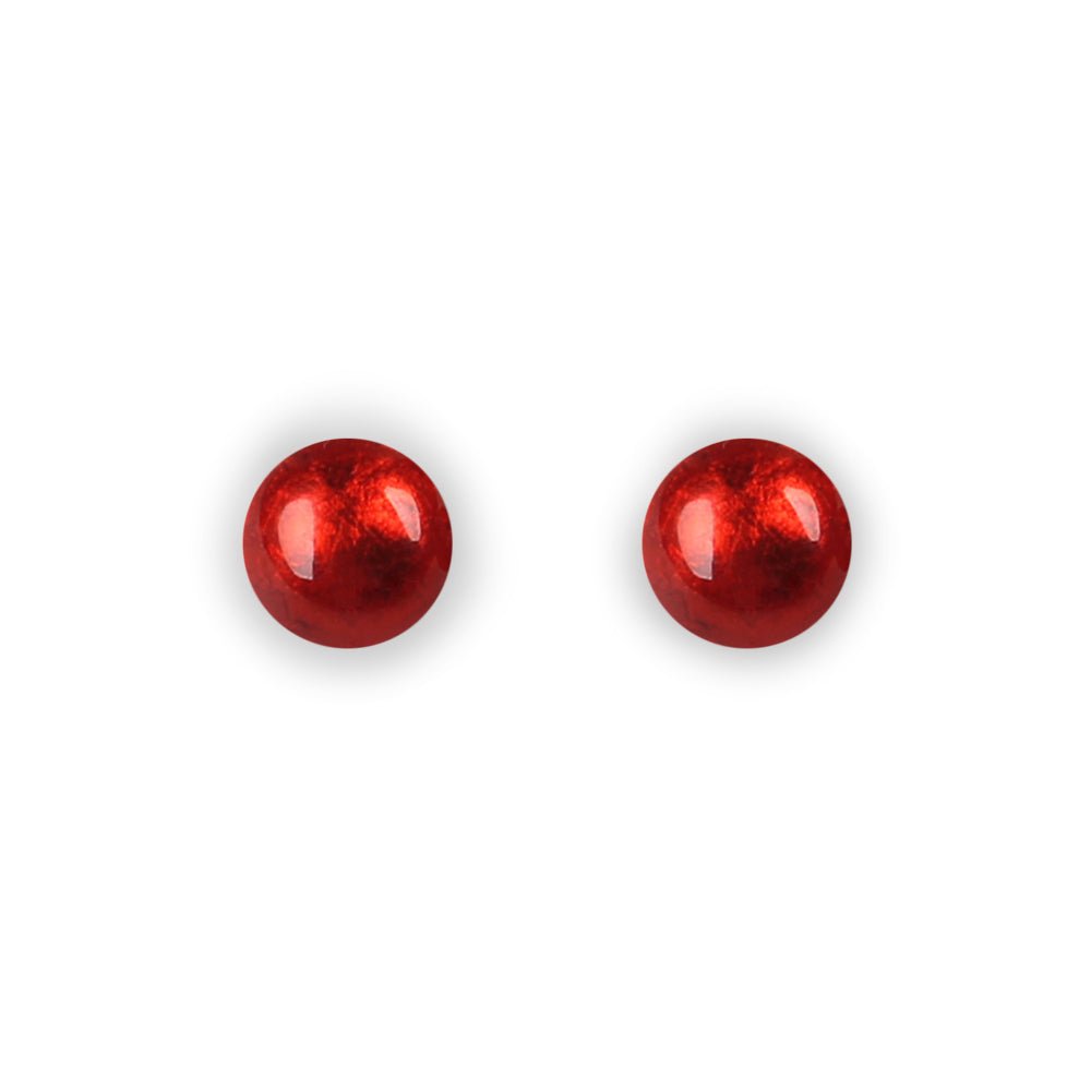 Red Cabouchon Combi Small Stud Earrings | The Jewellery Stop