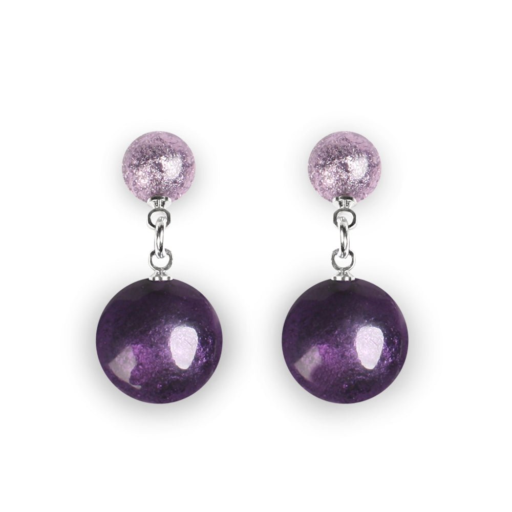 Aubergine Cabouchon Combi Dangle Stud Earrings | The Jewellery Stop