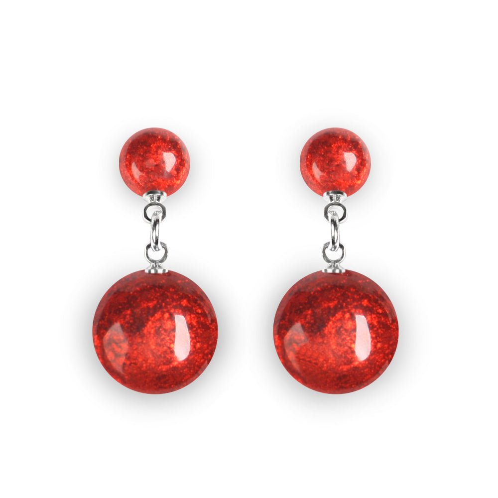 Red Cabouchon Combi Dangle Stud Earrings | The Jewellery Stop