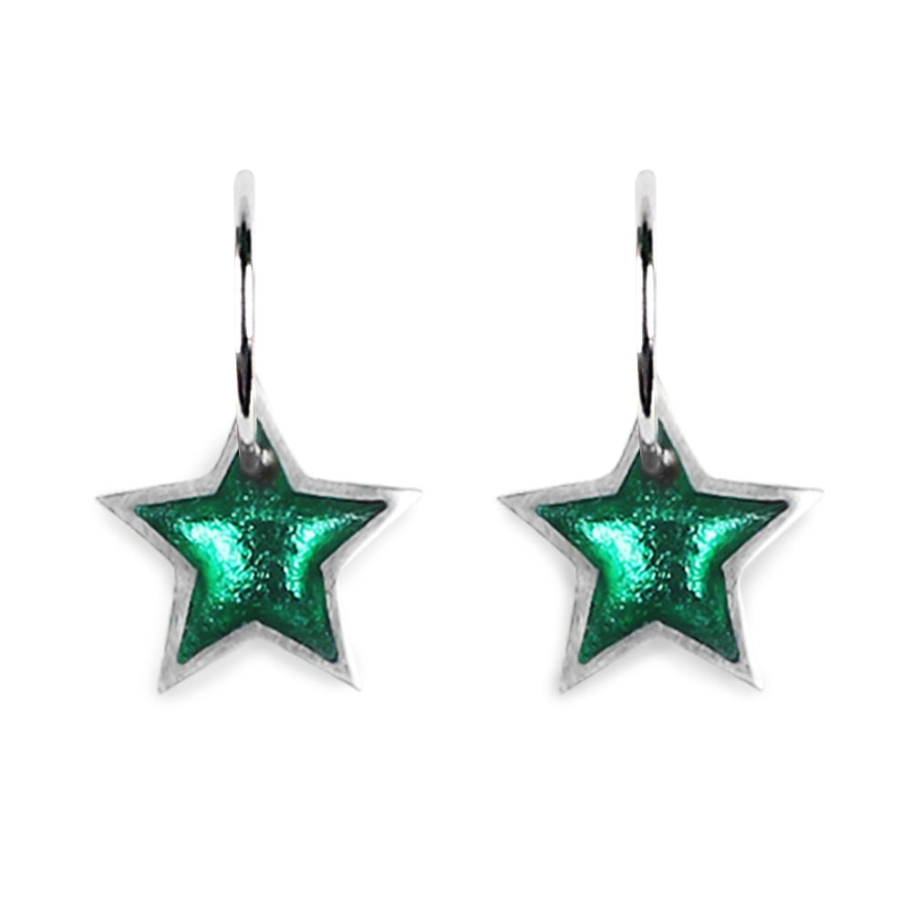 Emerald Pewter Star Resin Creole Earrings | The Jewellery Stop