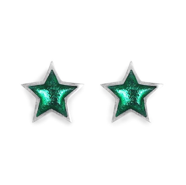 Emerald Pewter Star Resin Stud Earrings | The Jewellery Stop