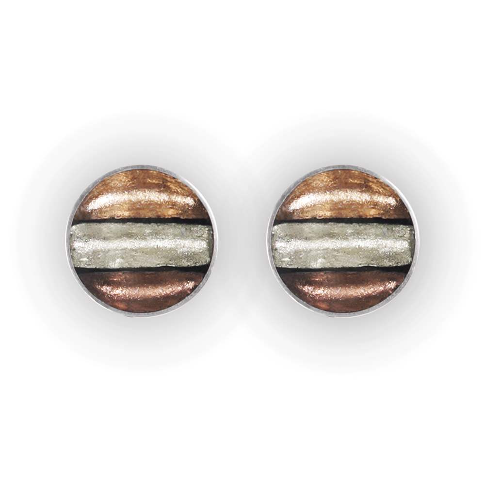 Mink Aluminium Stripe Circle Clip Earrings | The Jewellery Stop