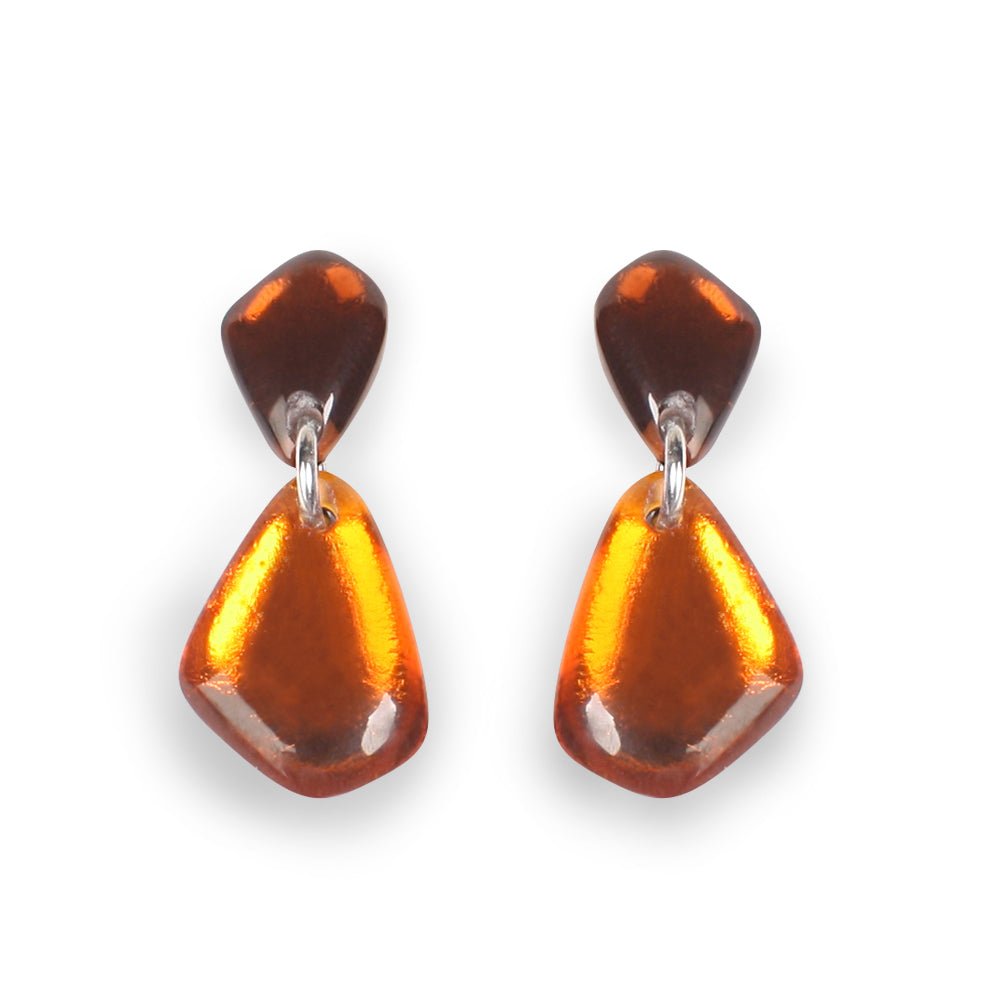 Paprika Eclectic Pebble Combi Drop Stud Earrings | The Jewellery Stop