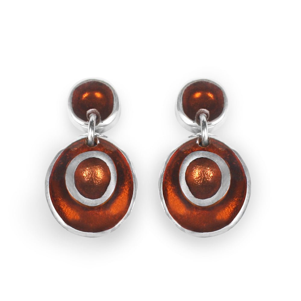 Paprika Organic Circles Drop Stud Earrings | The Jewellery Stop