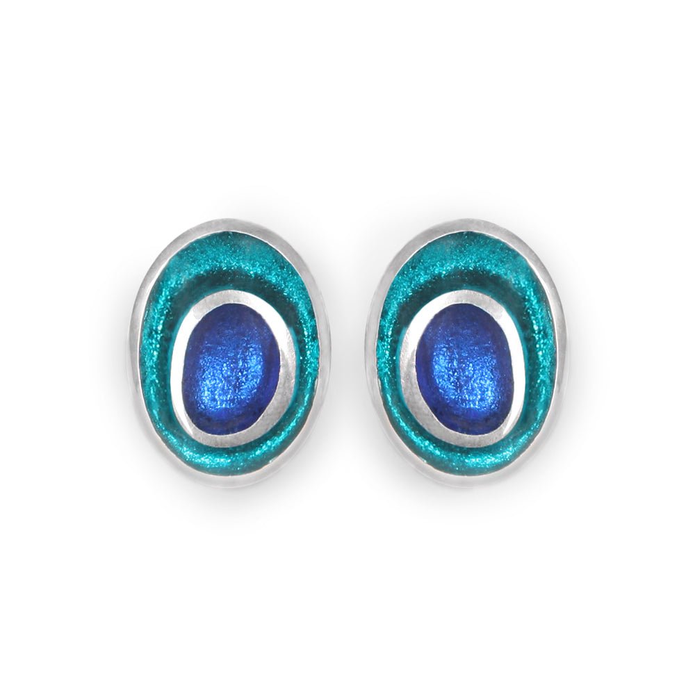 Teal Organic Circles Clip Earrings | The Jewellery Stop