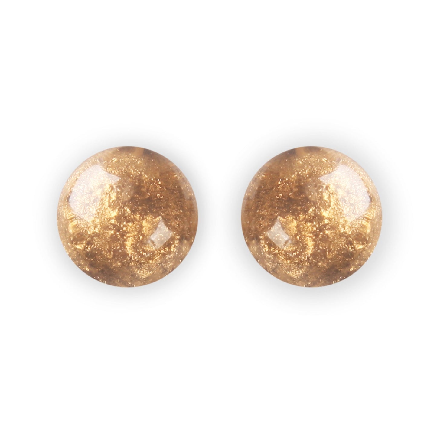 Gold Cabouchon Combi Large Stud Earrings | The Jewellery Stop
