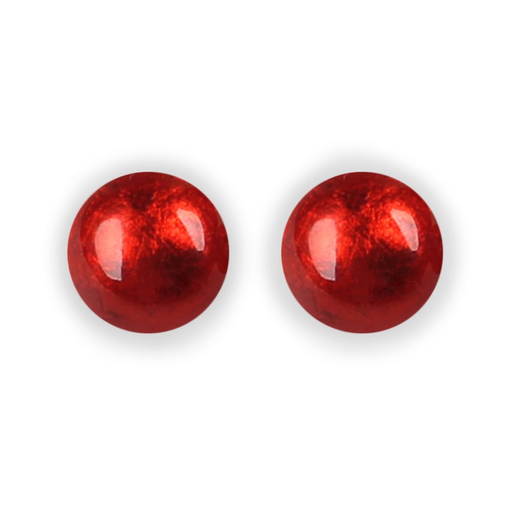 Red Cabouchon Combi Large Stud Earrings | The Jewellery Stop