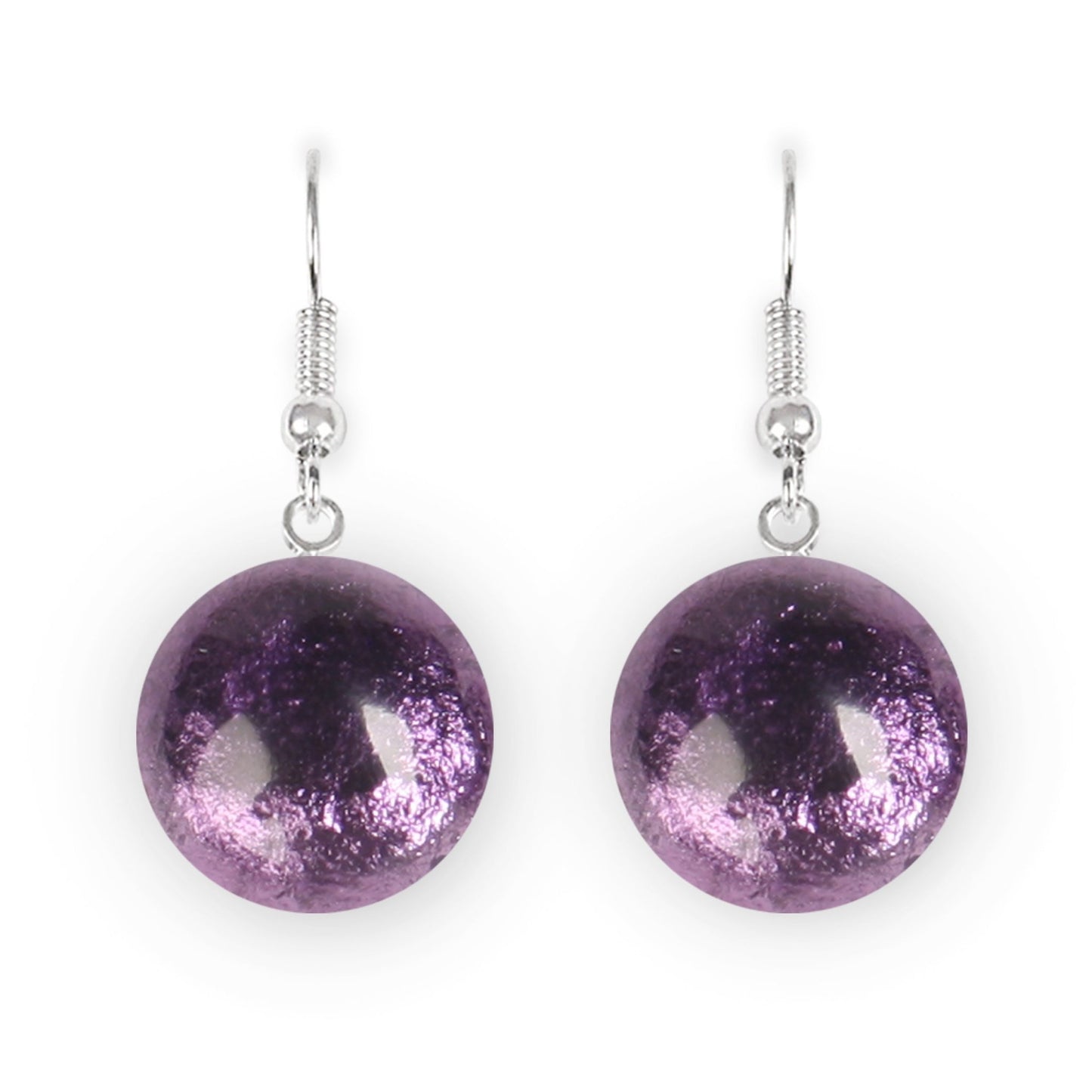 Aubergine Cabouchon Combi Fish Hook Earrings | The Jewellery Stop
