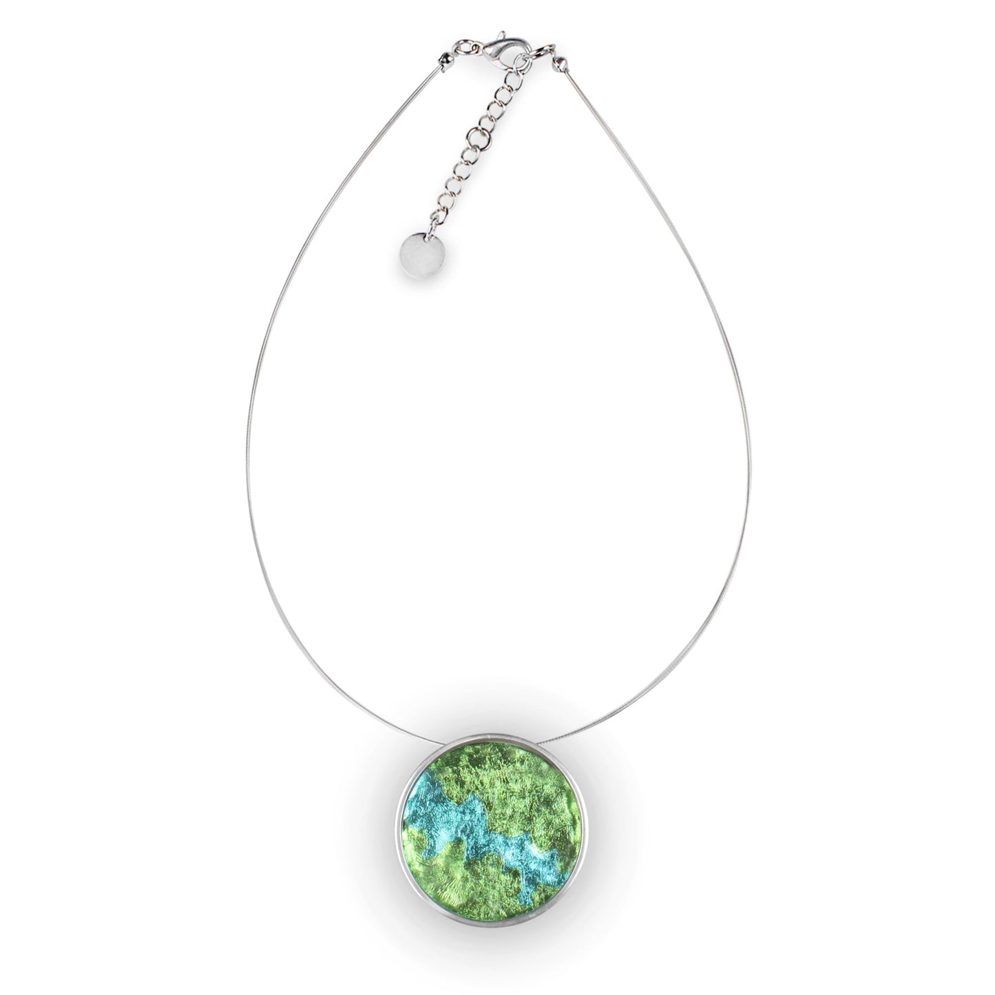 Lime Stained Glass Round Pendant | The Jewellery Stop