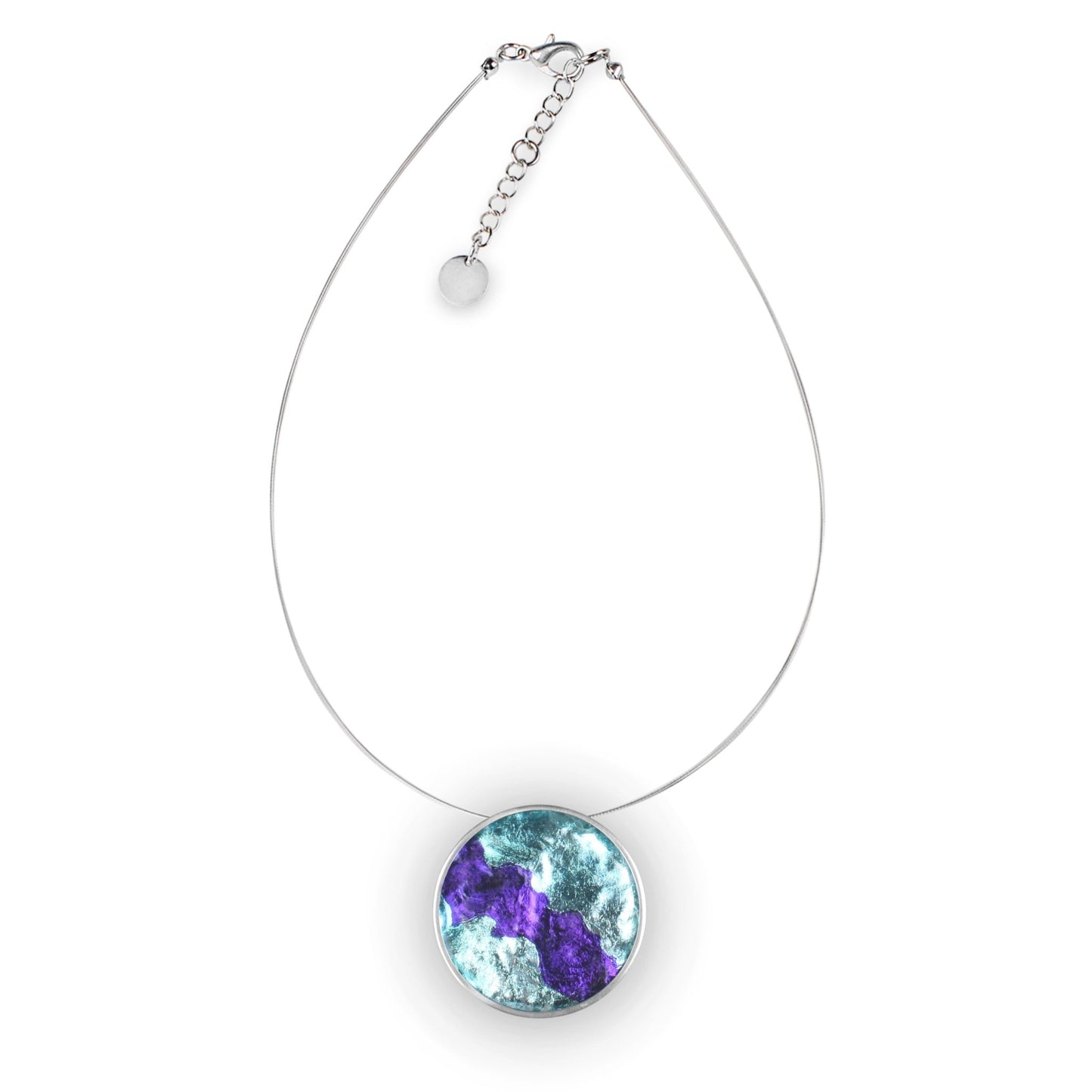 Turquoise Stained Glass Round Pendant | The Jewellery Stop