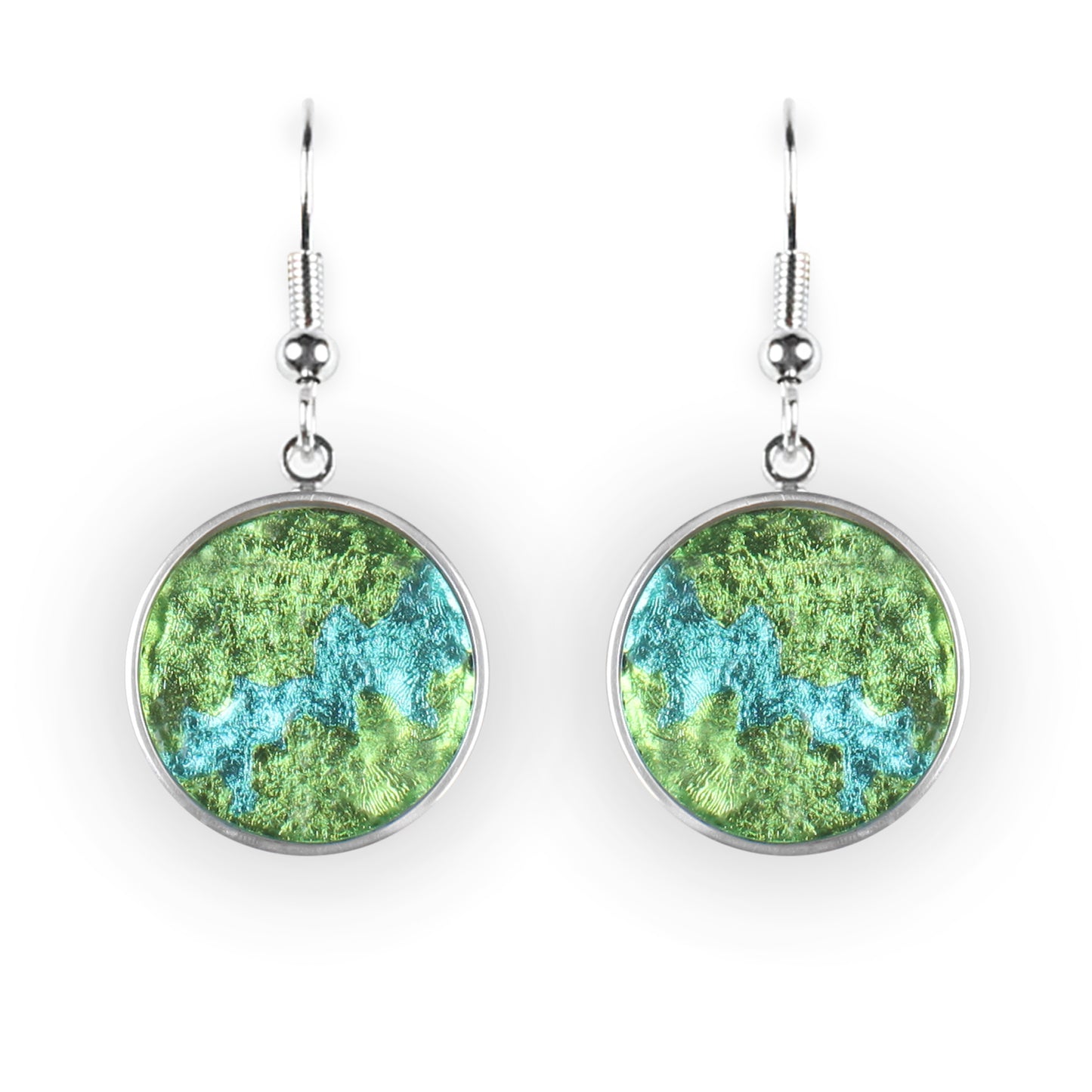 Lime Stained Glass Round Fish Hook Earrings | The Jewellery Stop
