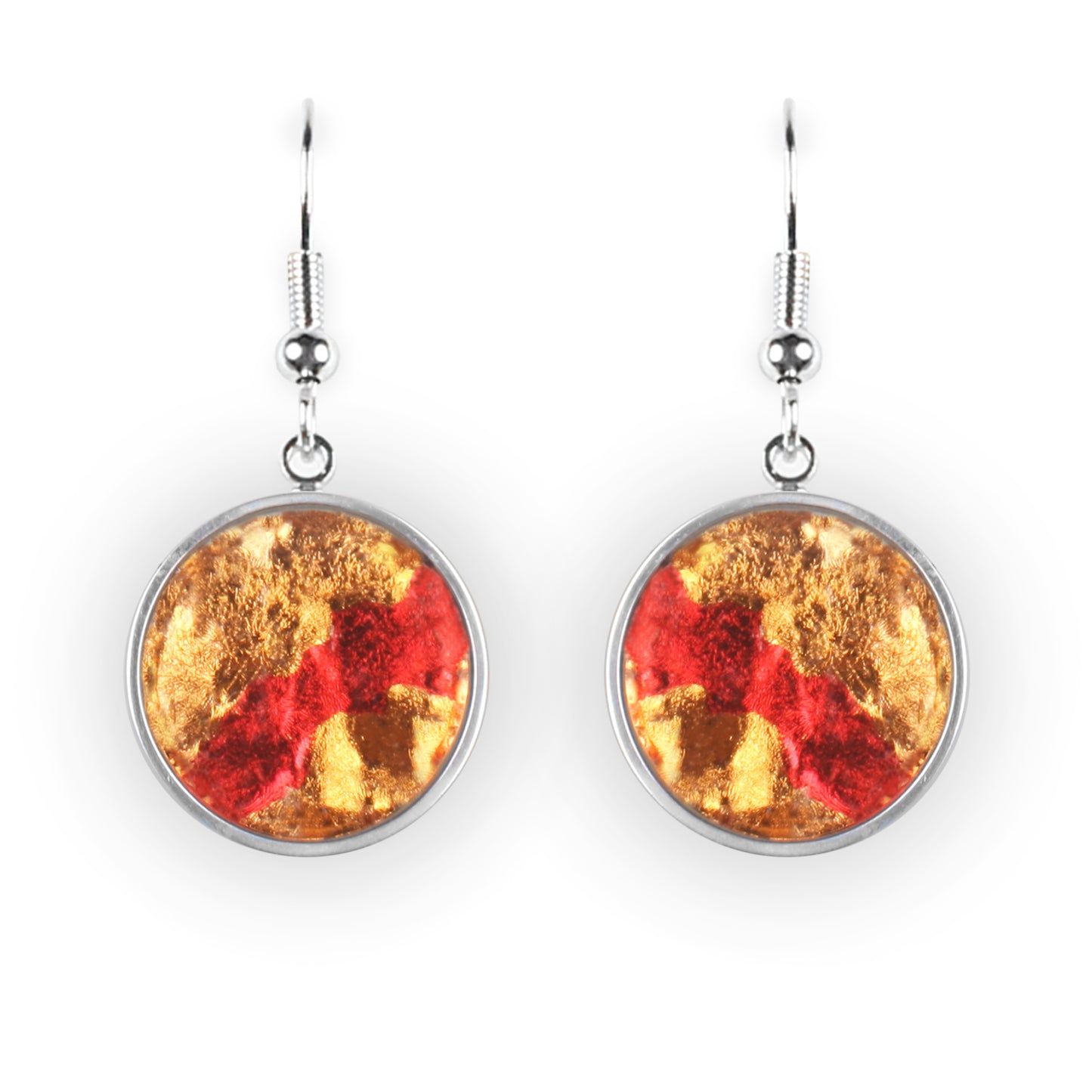 Orange Stained Glass Round Fish Hook Earrings | The Jewellery Stop