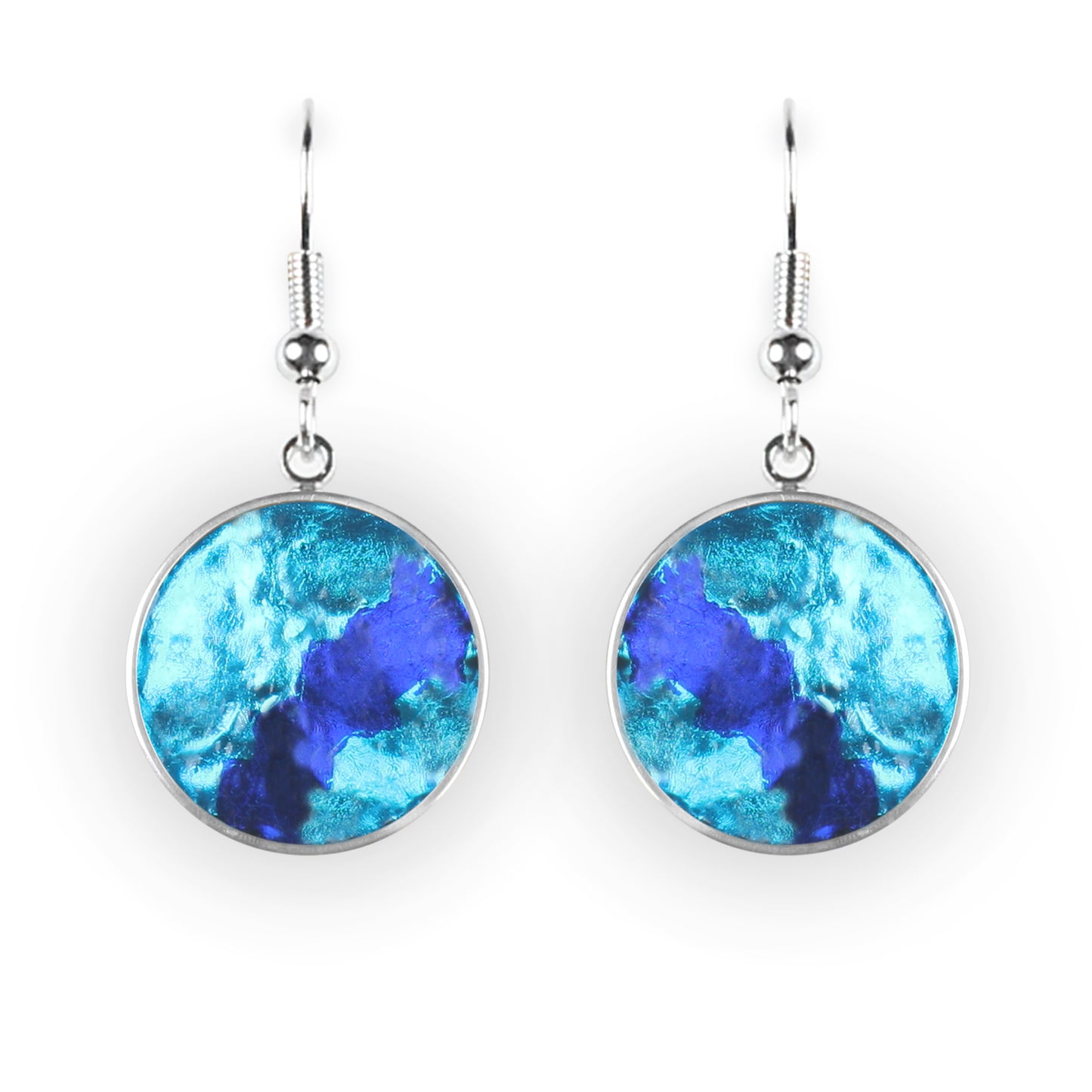 Peacock Stained Glass Round Fish Hook Earrings | The Jewellery Stop
