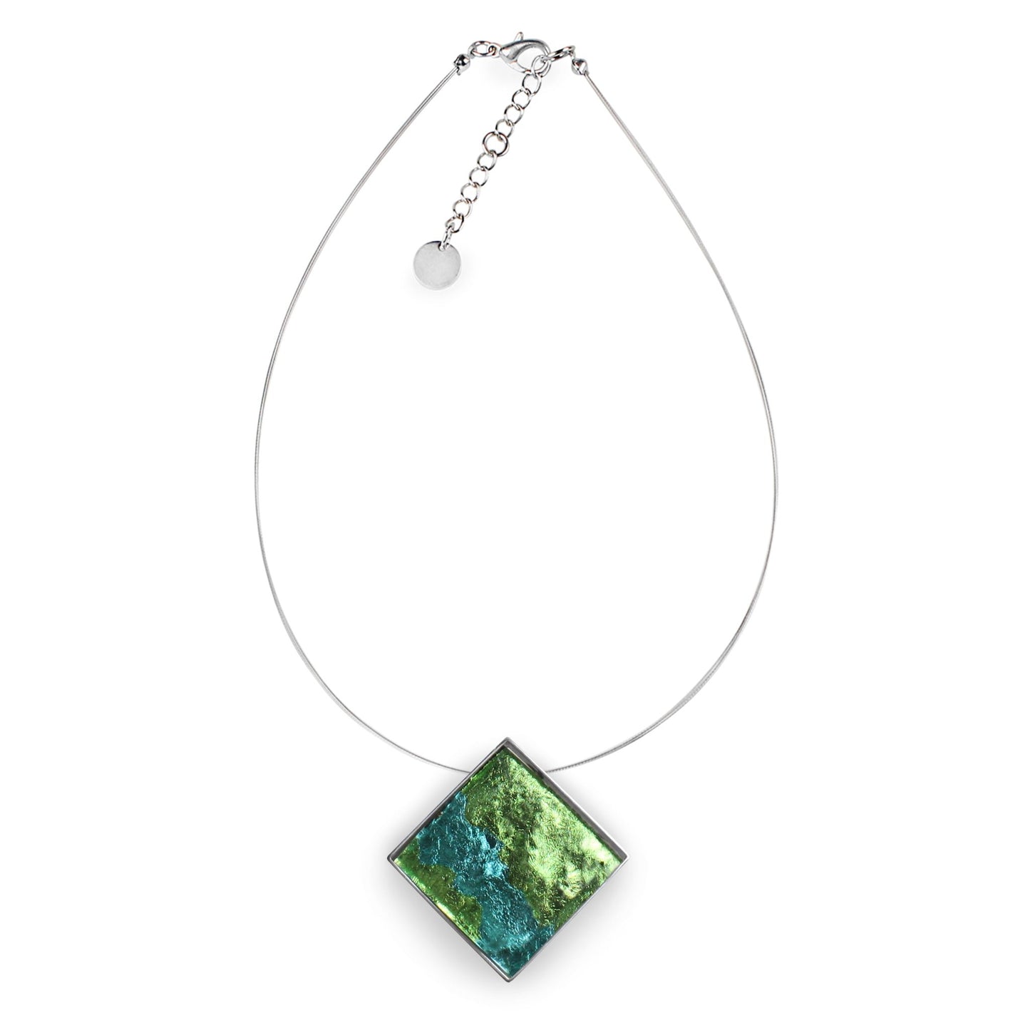 Lime Stained Glass Square Pendant | The Jewellery Stop