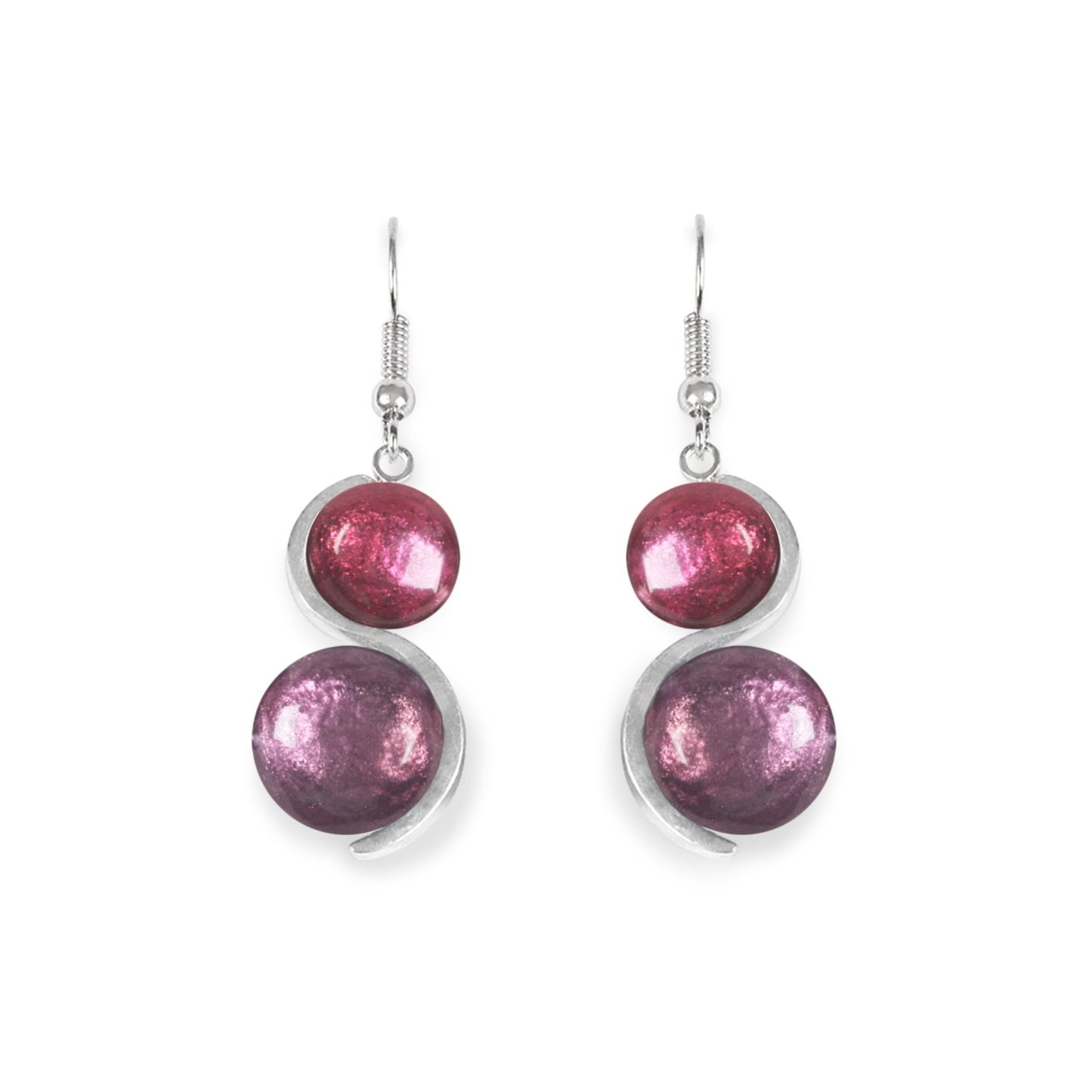 Blackberry Bubble Combi Fish Hook Earrings | The Jewellery Stop