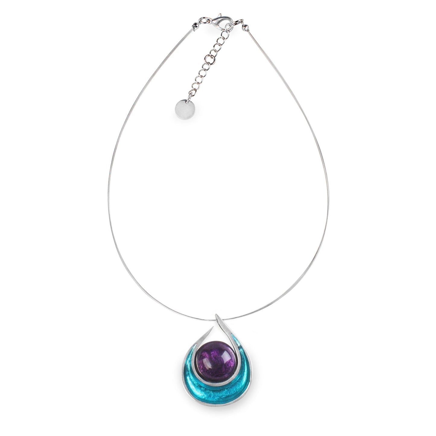 Peacock Raindrop Pendant on Wire | The Jewellery Stop