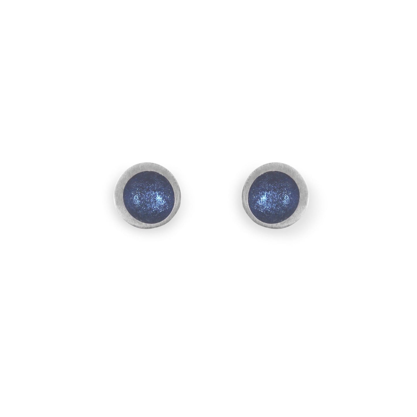 Navy Organic Circle Small Stud Earrings | The Jewellery Stop