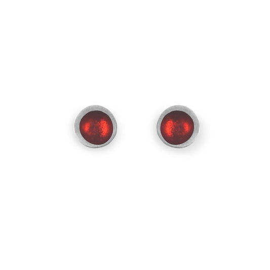 Red Organic Circle Small Stud Earrings | The Jewellery Stop