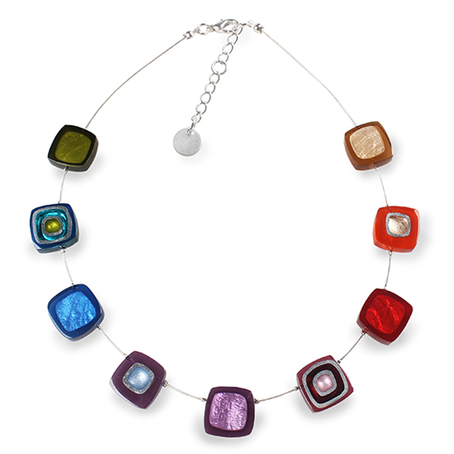 Rainbow Abstract Squares Necklace | The Jewellery Stop