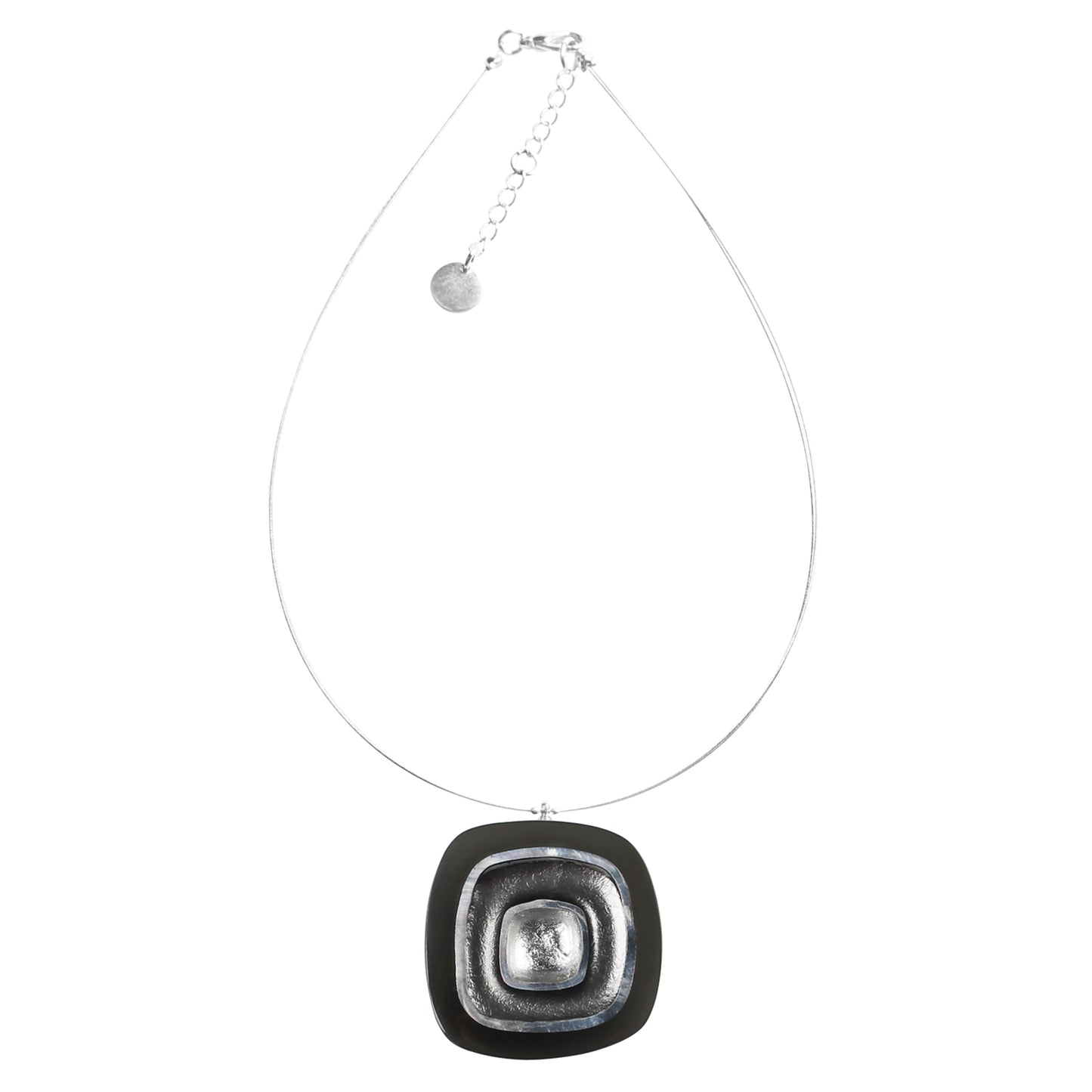 Black Abstract Squares Pendant | The Jewellery Stop
