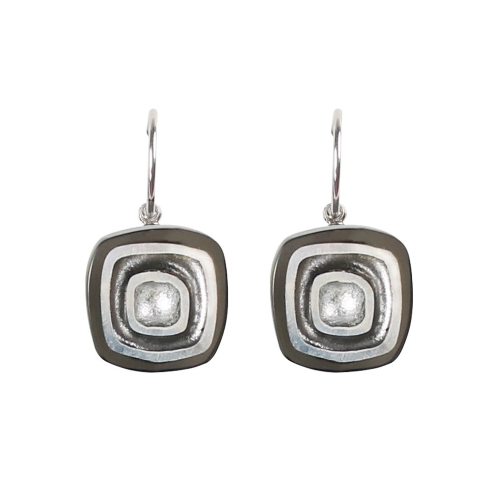 Black Abstract Squares Creole Earrings | The Jewellery Stop