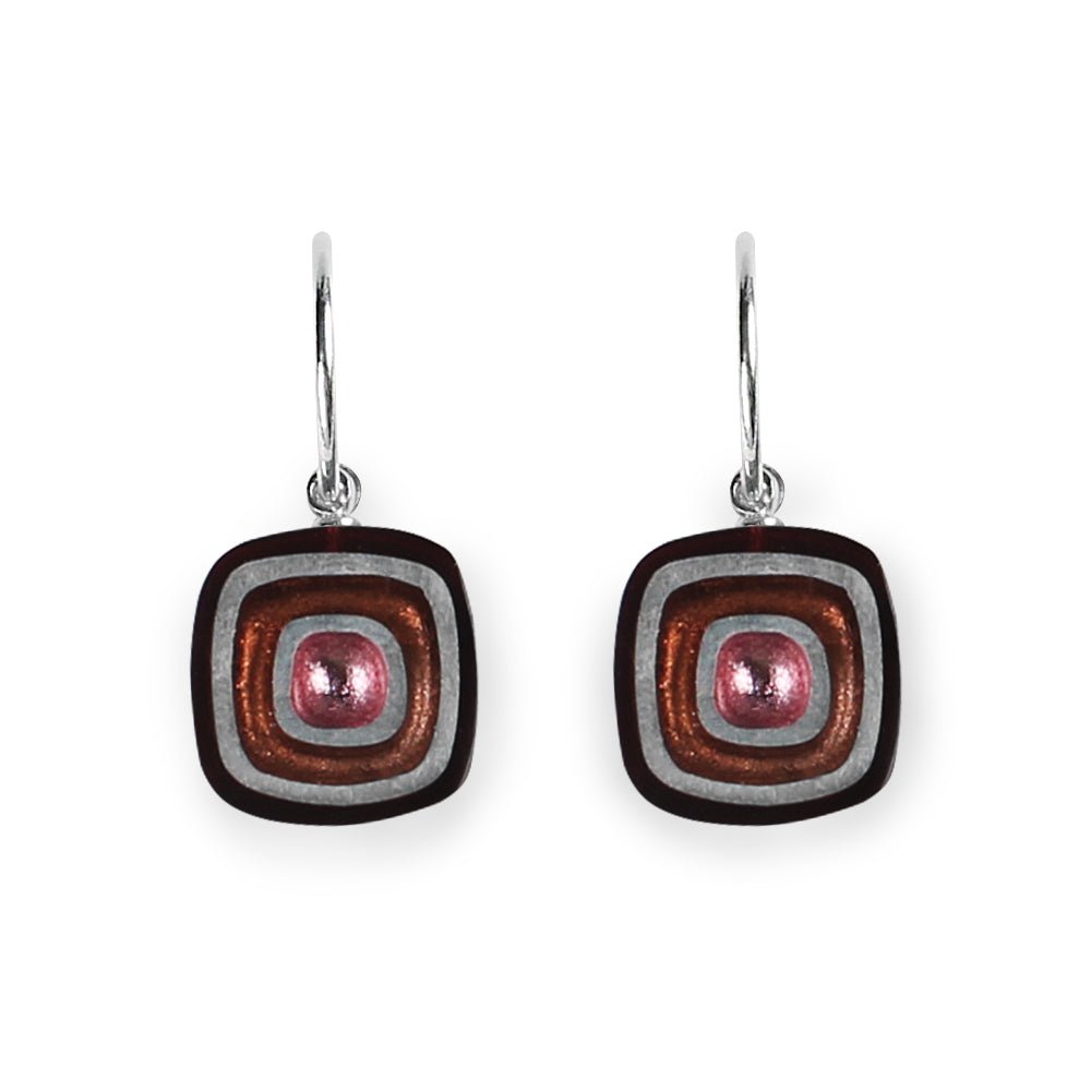 Cherry Abstract Squares Creole Earrings | The Jewellery Stop