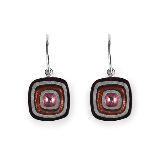 Cherry Abstract Squares Creole Earrings | The Jewellery Stop