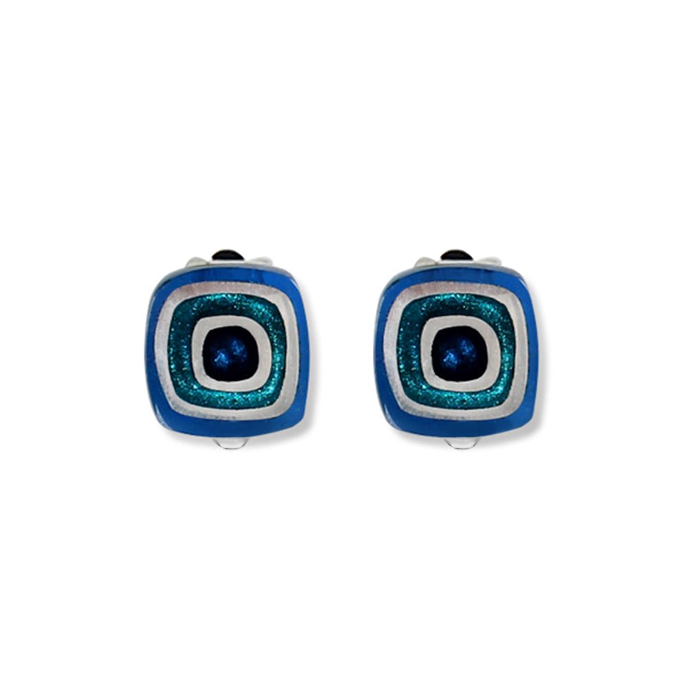 Azure Abstract Squares Clip Earrings | The Jewellery Stop