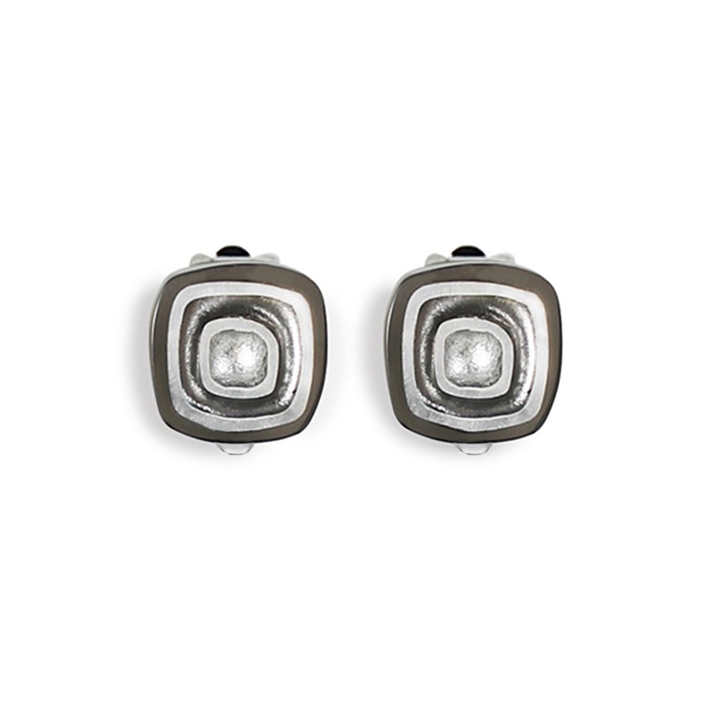 Black Abstract Squares Clip Earrings | The Jewellery Stop