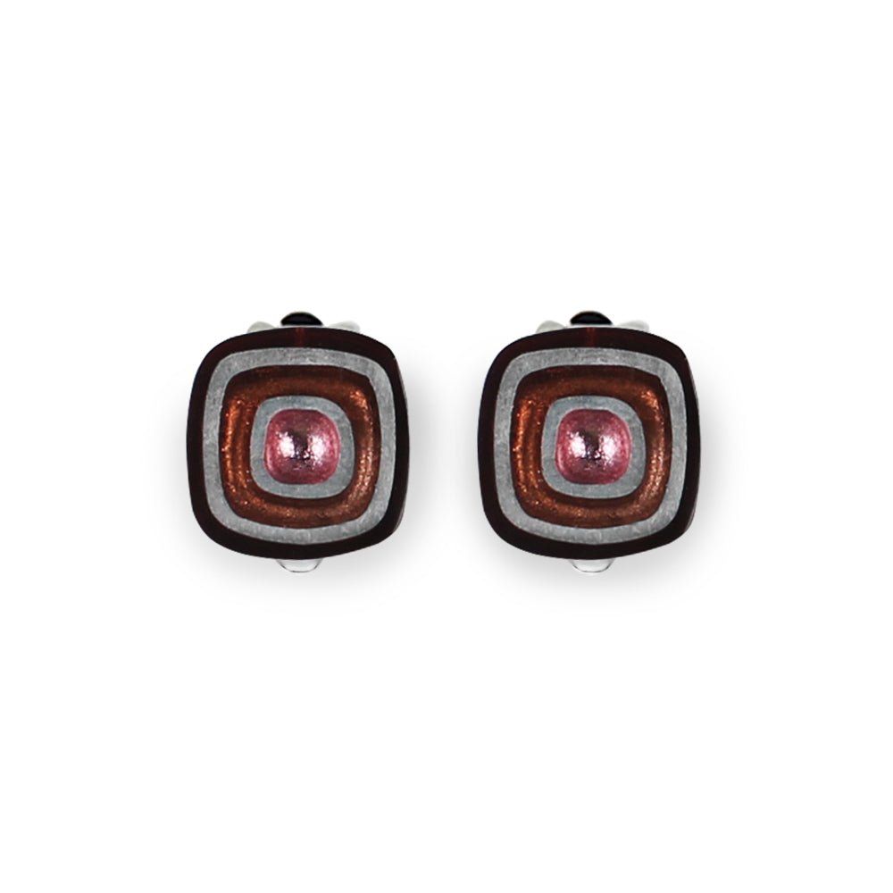 Cherry Abstract Squares Clip Earrings | The Jewellery Stop