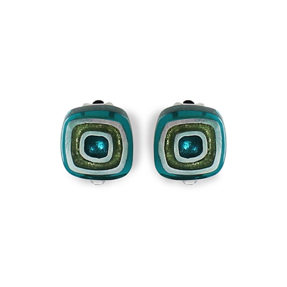 Jade Abstract Squares Clip Earrings | The Jewellery Stop