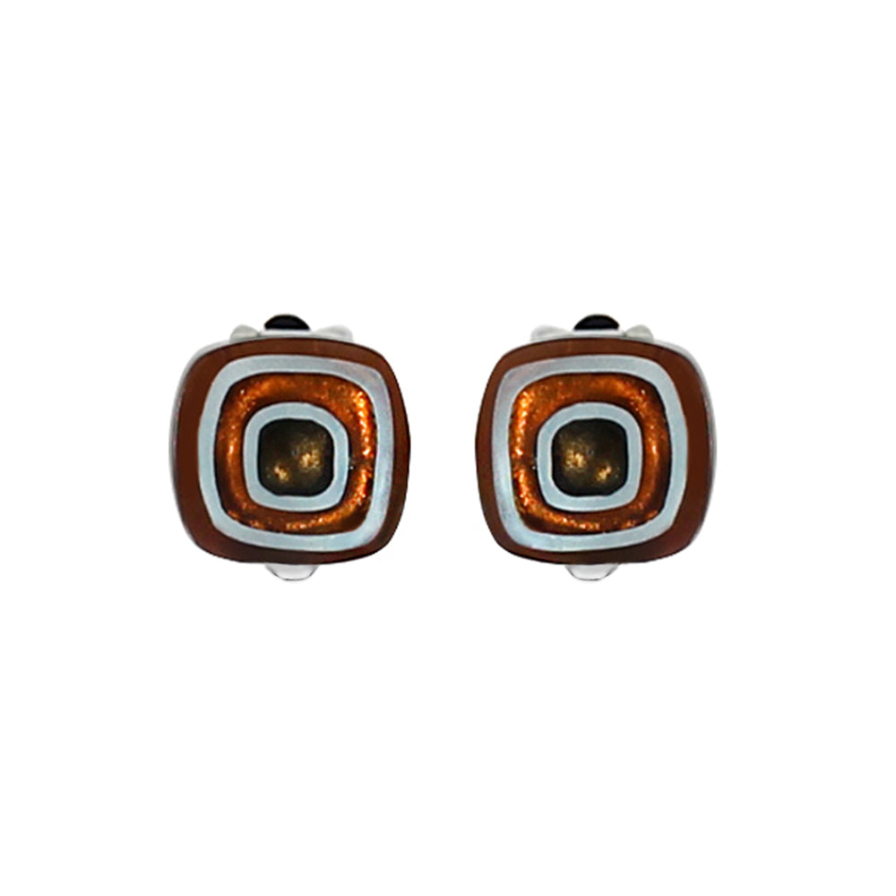 Mustard Abstract Squares Clip Earrings | The Jewellery Stop