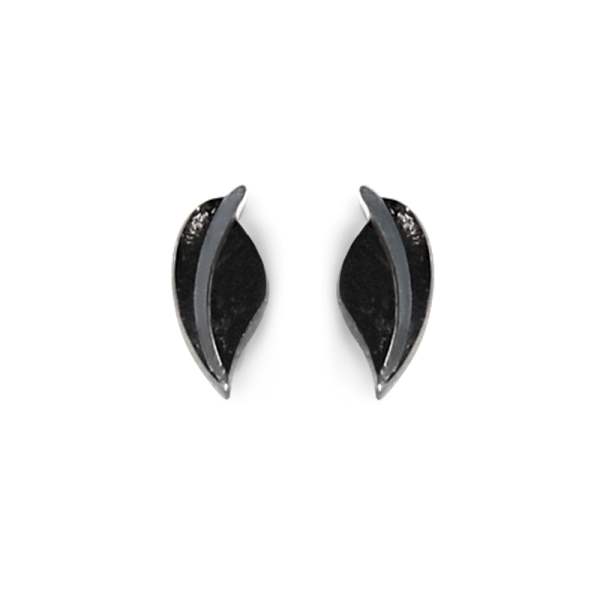 Black Leaf Stud Earrings | The Jewellery Stop