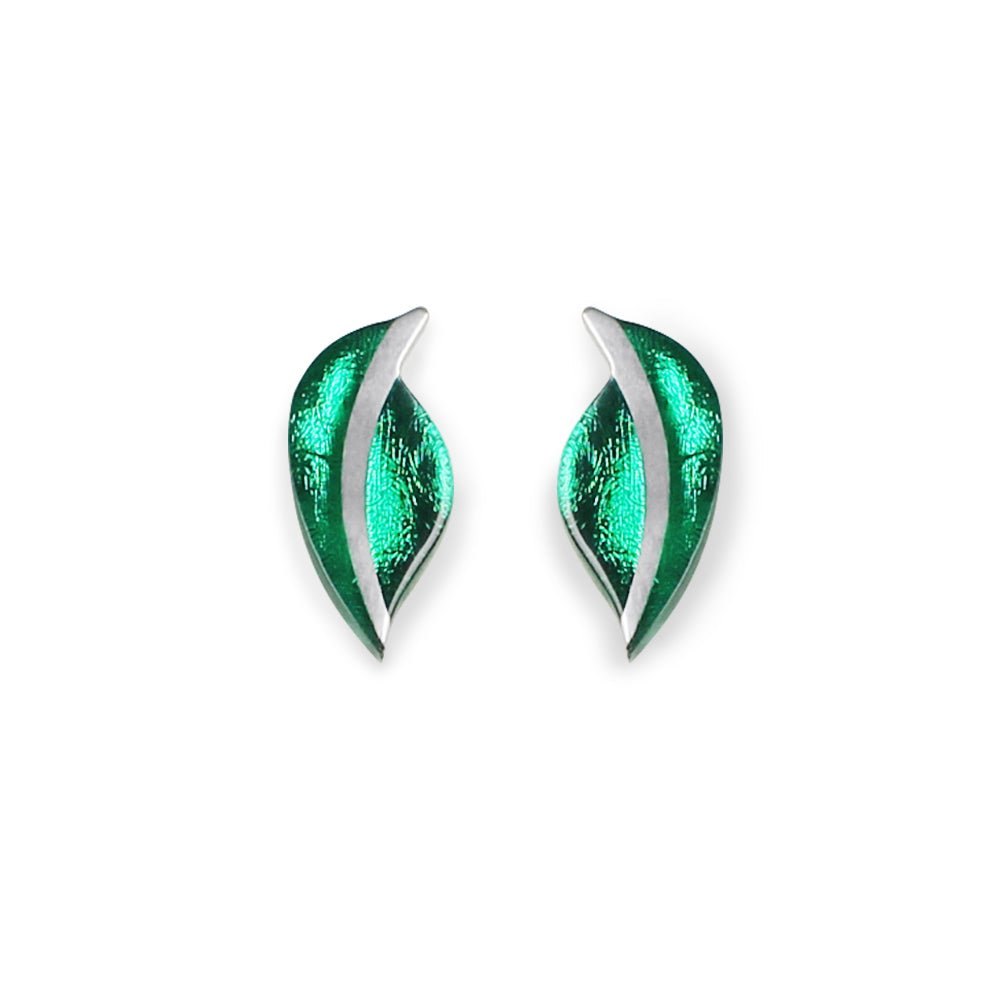 Emerald Leaf Stud Earrings | The Jewellery Stop