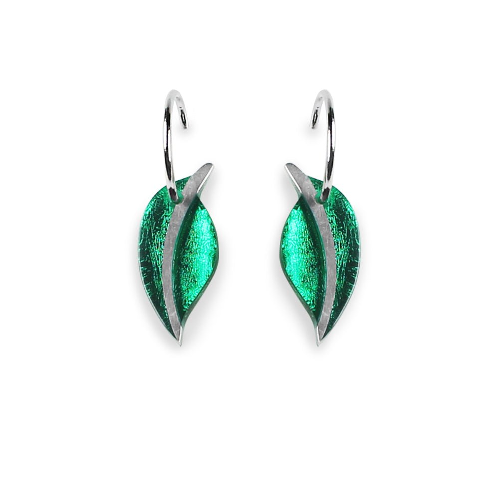 Emerald Leaf Creole Earrings | The Jewellery Stop