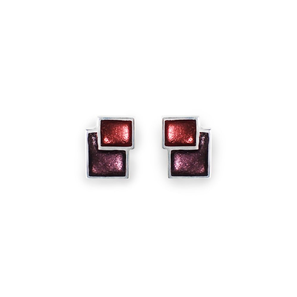 Claret Collage Double Stud Earrings | The Jewellery Stop