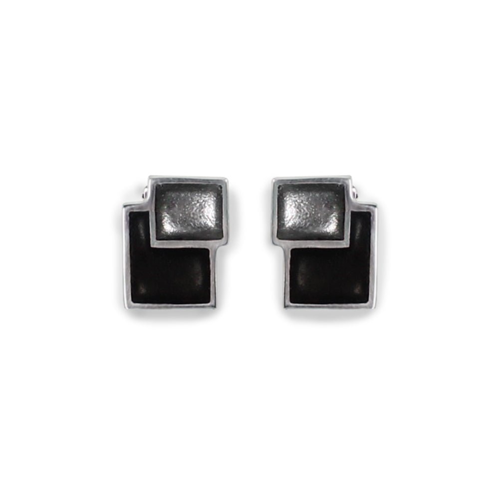 Black Collage Clip Earrings | The Jewellery Stop