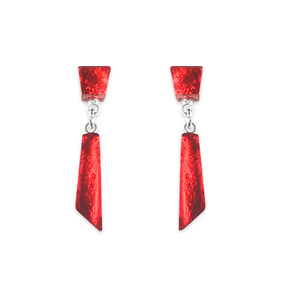 Red Icicle Double Drop Stud Earrings | The Jewellery Stop