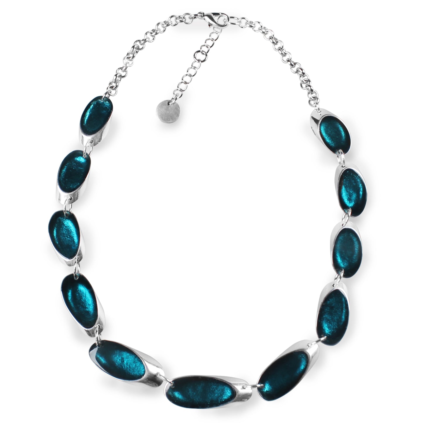 Teal Oval Slice Necklace | The Jewellery Stop
